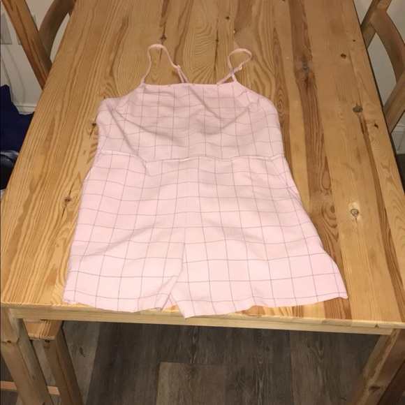 American Apparel pink grid romper - Picture 3 of 7